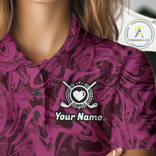 Load image into Gallery viewer, Women Golf Clothing Pink Fluid Pattern Golf Polo Shirt Custom White Golf Clubs Ball Golf Upf Shirts NYN2935