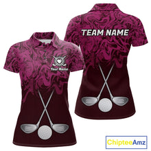 Load image into Gallery viewer, Women Golf Clothing Pink Fluid Pattern Golf Polo Shirt Custom White Golf Clubs Ball Golf Upf Shirts NYN2935
