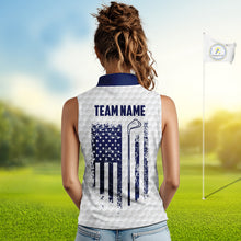 Load image into Gallery viewer, Patriotic Womens Golf Polo Shirts Custom American Flag Golf Apparel America Golf Shirt | Blue NYN3326