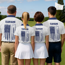 Load image into Gallery viewer, Patriotic Men's Golf Polo Shirts Custom American Flag Golf Apparel America Golf Shirt | Blue NYN3326