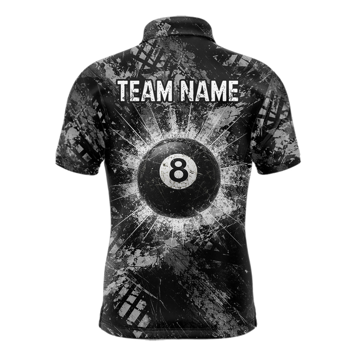 Black White Grunge Pool 8 Ball Billiard Shirt For Men Personalized Ball Billiard Attire Gifts NYN2569
