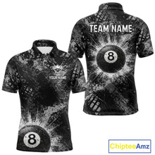 Load image into Gallery viewer, Black White Grunge Pool 8 Ball Billiard Shirt For Men Personalized Ball Billiard Attire Gifts NYN2569