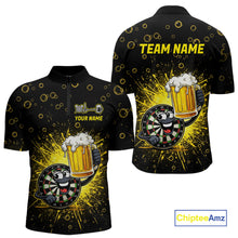 Load image into Gallery viewer, Funny Dartboard Cheer Beer Darts Team Shirt For Men Personalized Dart Quarter-Zip Jerseys NYN2574