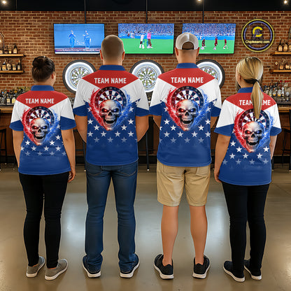 Blue And Red Dartboard Patriotic Dart Polo Shirts For Men Custom Dart Team Jerseys NYN2729