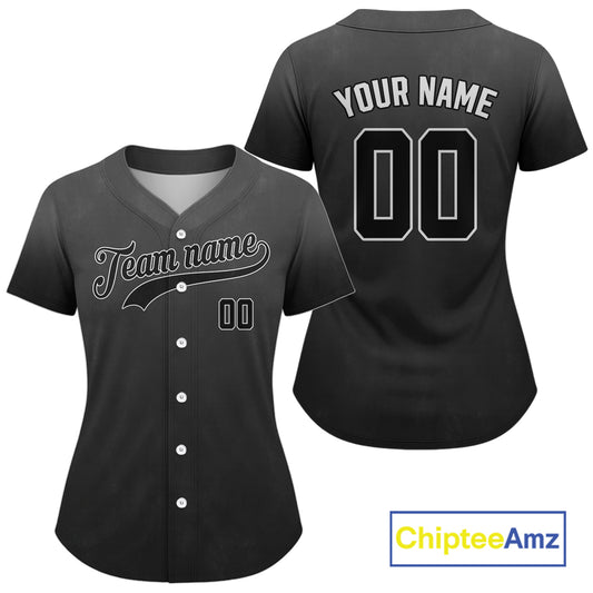 Custom Black Minimalist Baseball Jersey For Women Personalized Classic Baseball Shirt NYN0838