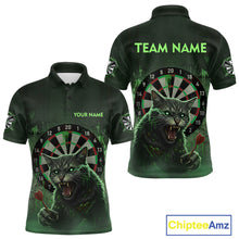 Load image into Gallery viewer, Funny Cat Green Dripping Dartboard Custom Men's Polo Darts Shirt Outfits Darts Jersey NYN1801