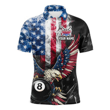 Load image into Gallery viewer, US Flag Smoke Eagle 8 Ball Pool Billiard Shirt For Men Custom Broken Glass Billiard Team Attire NYN2743