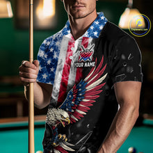 Load image into Gallery viewer, US Flag Smoke Eagle 8 Ball Pool Billiard Shirt For Men Custom Broken Glass Billiard Team Attire NYN2743