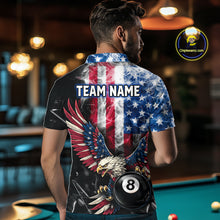 Load image into Gallery viewer, US Flag Smoke Eagle 8 Ball Pool Billiard Shirt For Men Custom Broken Glass Billiard Team Attire NYN2743