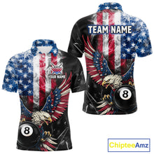 Load image into Gallery viewer, US Flag Smoke Eagle 8 Ball Pool Billiard Shirt For Men Custom Broken Glass Billiard Team Attire NYN2743