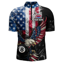 Load image into Gallery viewer, US Flag Smoke Eagle 8 Ball Pool Billiard Shirt For Men Custom Broken Glass Billiard Team Attire NYN2743