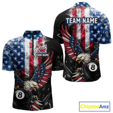 Load image into Gallery viewer, US Flag Smoke Eagle 8 Ball Pool Billiard Shirt For Men Custom Broken Glass Billiard Team Attire NYN2743