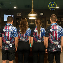 Load image into Gallery viewer, US Flag Smoke Eagle 8 Ball Pool Billiard Shirt For Men Custom Broken Glass Billiard Team Attire NYN2743