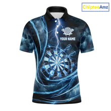 Load image into Gallery viewer, Personalized Thunder Darts Polo &amp; 1/4-Zip Shirt For Men Lightning Dark Blue Dart Attire Jerseys NYN2955