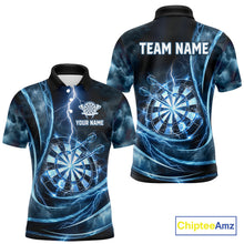 Load image into Gallery viewer, Personalized Thunder Darts Polo &amp; 1/4-Zip Shirt For Men Lightning Dark Blue Dart Attire Jerseys NYN2955