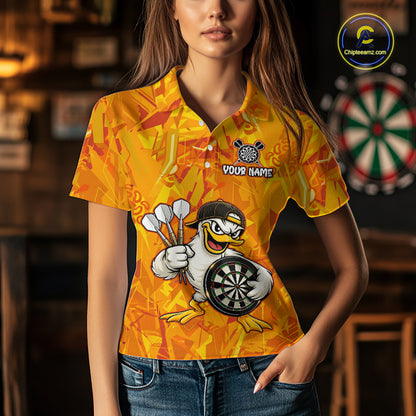 Personalized Funny Duck Darts Polo & 1/4-Zip Shirt For Women Custom Duck Dart Team Dart Jerseys NYN2958