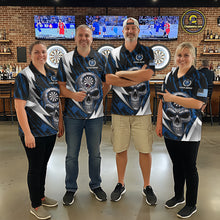 Load image into Gallery viewer, Silver Skull Blue Grunge US Flag Men Darts Quarter-Zip Shirt Custom Name Dart League Jerseys NYN2063