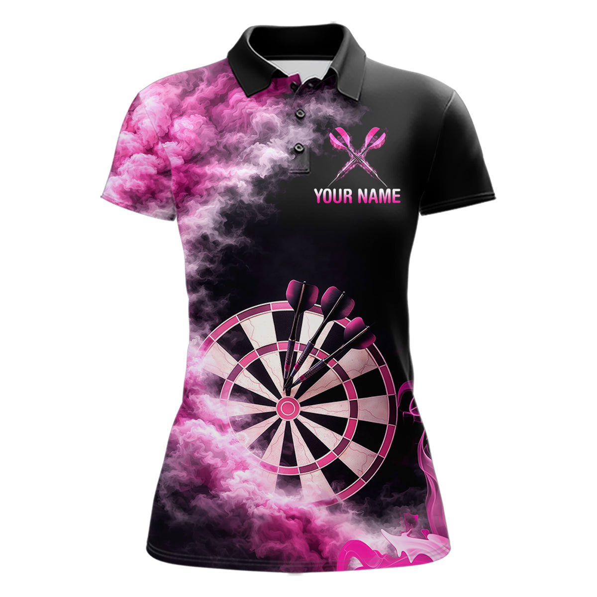 Custom Pink Smokes Dartboard & Arrow Women Darts Polo Shirt Personalized Darts Team Jerseys NYN2597