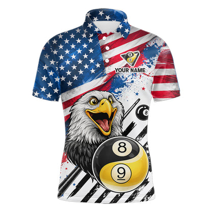 Splatter US Flag Yin And Yang 8 Ball & 9 Ball Men Billiard Shirt Custom Eagle Freedom Billiard Appeal NYN2767