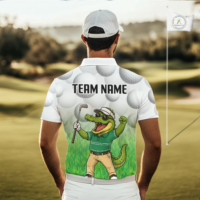 Funny Mens Golf Polo Shirt Custom Alligator Golfer Grass Pattern Golf Team Outfits NYN3397
