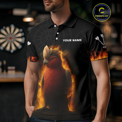 Flaming Cockatoo Dartboard Men's Dart Shirt - Custom Team Name For Darts Jersey NYN0450