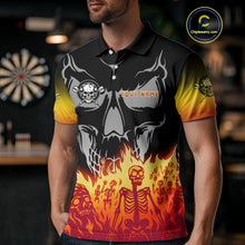 Load image into Gallery viewer, Red Flaming Skull Dartboard Custom Polo Shirt For Men - Darts Team Jersey NYN0715