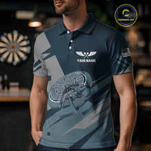 Load image into Gallery viewer, Blue Cracked Dartboard Custom Darts Polo Shirt For Men - Darts Team Jersey NYN0725