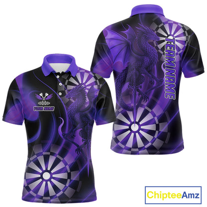 Custom Black And Purple Dragon Dartboard Dart Polo Jersey Outfits Dart Team Shirts For Men NYN0979