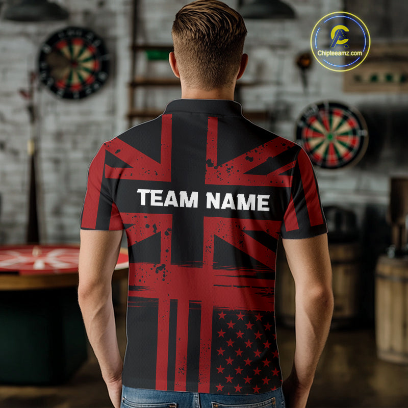 Dartboard Shield US Flag - Men's Patriotic Darts Shirt - Custom Name For Players NYN0489