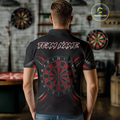 Custom Black-Red Tiger Dartboard Dart Polo Shirt For Men Outfits Tiger Dart Jersey NYN1362