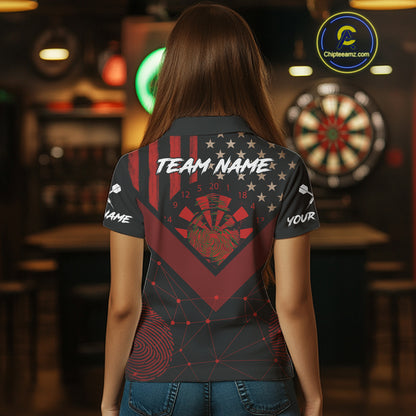 It's In My DNA Custom Red Dinosaur Dart Polo Shirt For Women US Flag Dart Jerseys NYN1365