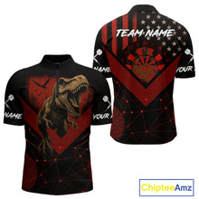 Load image into Gallery viewer, It's In My DNA Custom Red Dinosaur Dart 1/4-Zip Shirt For Men US Flag Dart Jerseys NYN1365