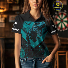 Load image into Gallery viewer, It's In My DNA Custom Turquoise Dinosaur Dart Polo Shirt For Women US Flag Dart Jerseys NYN1366