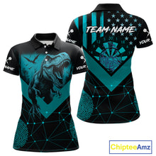 Load image into Gallery viewer, It's In My DNA Custom Turquoise Dinosaur Dart Polo Shirt For Women US Flag Dart Jerseys NYN1366
