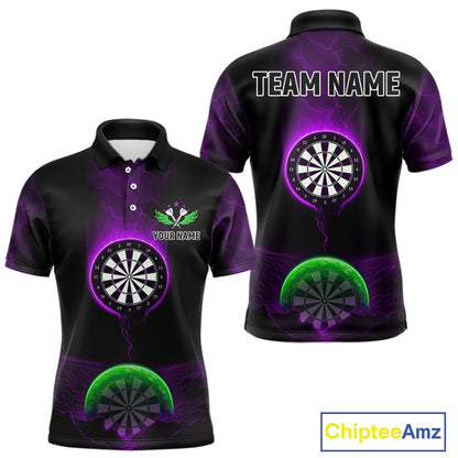 Custom Purple And Green Dartboard Dart Shirt For Men Outfits Polo & 1/4-Zip Darts Jersey NYN1041