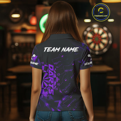 Custom Black And Purple Wolf Dartboard Dart Jersey For Women Outfits Dart Team Jerseys NYN1399