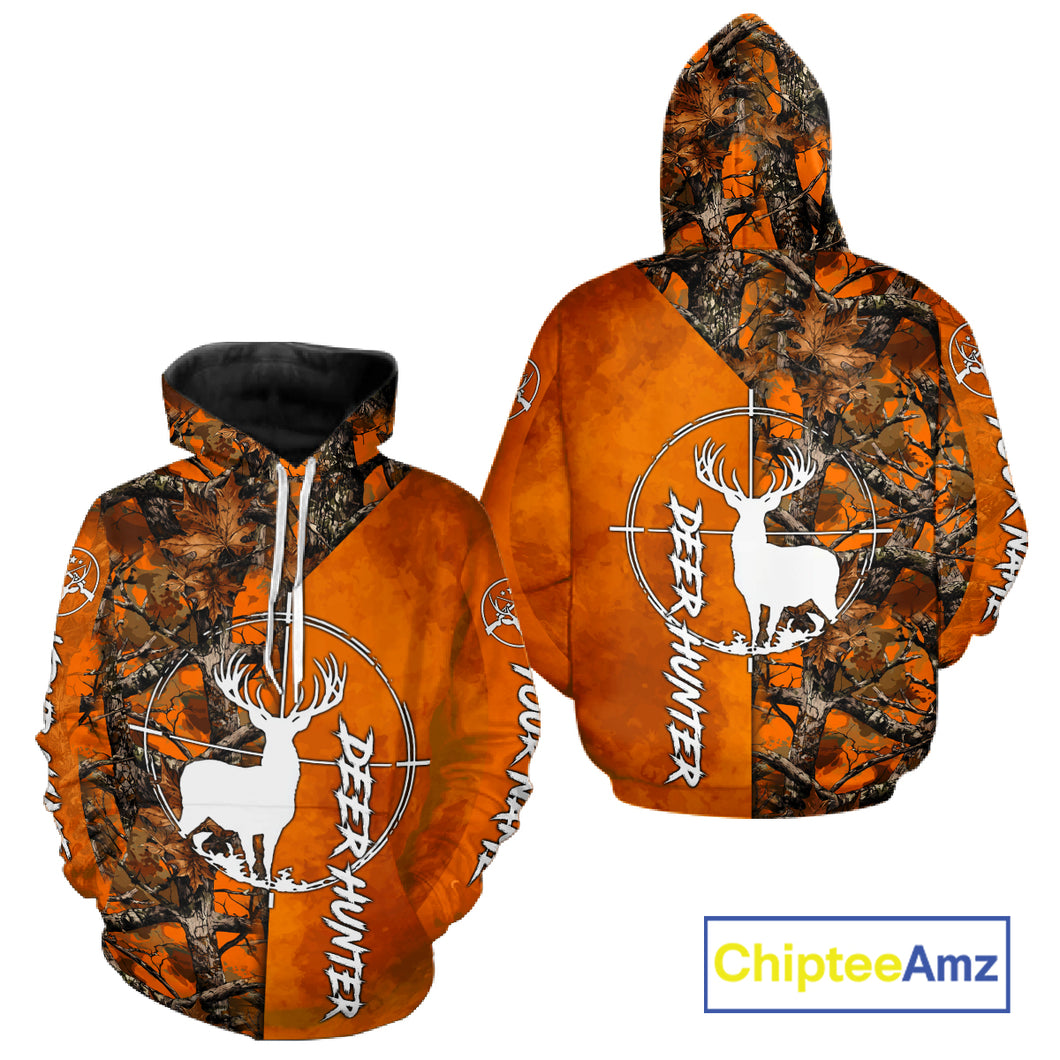 Personalized Orange Camo Deer Hunting 3D Printing Shirts for Hunters, Hunting Gifts NBT129