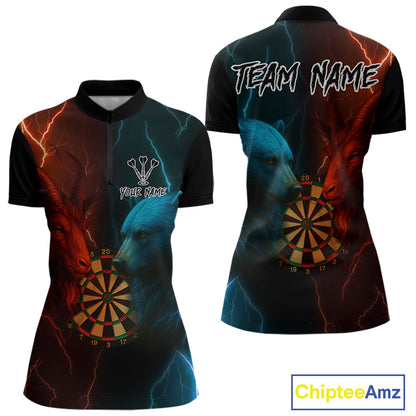 Goat & Bear Dartboard Men's Darts Quarter-Zip Shirt - Custom Name For Darts Jersey NYN0758