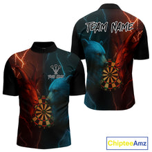 Load image into Gallery viewer, Goat &amp; Bear Dartboard Men's Darts Quarter-Zip Shirt - Custom Name For Darts Jersey NYN0758