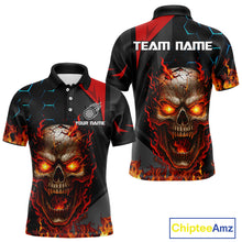 Load image into Gallery viewer, Flaming Skull Dartboard Red Black Darts Shirt For Men - Custom Name For Players NYN0556