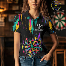 Load image into Gallery viewer, Custom Colorful Grunge Dartboard Darts Jerseys For Women, Darts Team Shirt Personalized NYN1093