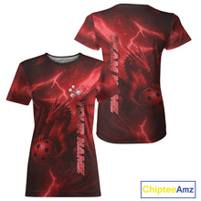 Load image into Gallery viewer, Custom Lightning Red-Black Dragon Pickleball Ball T-Shirt For Women Outfit Pickleball Jersey NYN1427