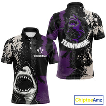 Load image into Gallery viewer, Back &amp; Purple Shark Dartboard Grunge Men's Darts Shirt - Custom Name For Players NYN0566