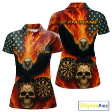 Load image into Gallery viewer, Custom Patriotic Darts Shirt For Women Flames Eagle US Flag Dart Jerseys, Darts Team NYN1127
