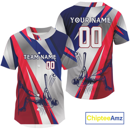 Personalized Red-Blue Baseball Jerseys Men Plays Baseball, Youth Baseball Shirt NYN1136