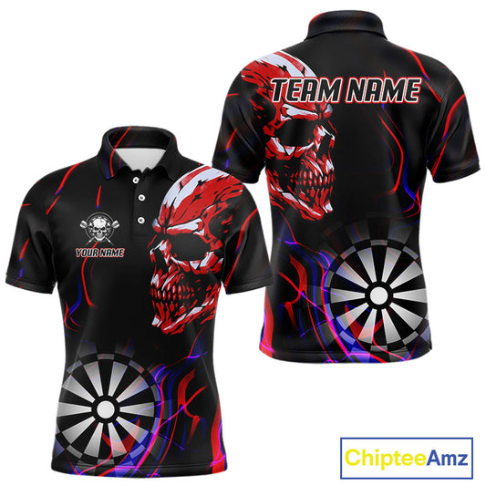 Red Skull And Dartboard Custom Darts Polo Shirts For Men, Darts Jersey NYN0776