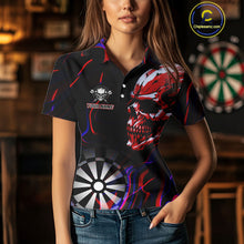 Load image into Gallery viewer, Red Skull And Dartboard Custom Darts Polo Shirts For Women, Darts Jersey NYN0776