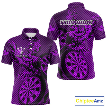 Custom Eagle & Dartboard Purple Stripes Dart Polo Shirts For Men, Dart Team Jerseys NYN0784