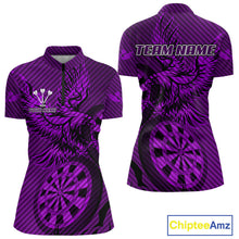 Load image into Gallery viewer, Custom Eagle &amp; Dartboard Purple Stripes Dart 1/4-Zip Shirts For Women, Dart Team Jerseys NYN0784