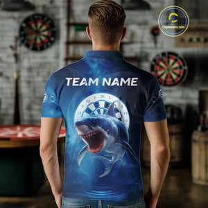 Personalized Fishing Shark & Dartboard Custom Dart Polo Shirts For Men, Dart Jerseys NYN0789